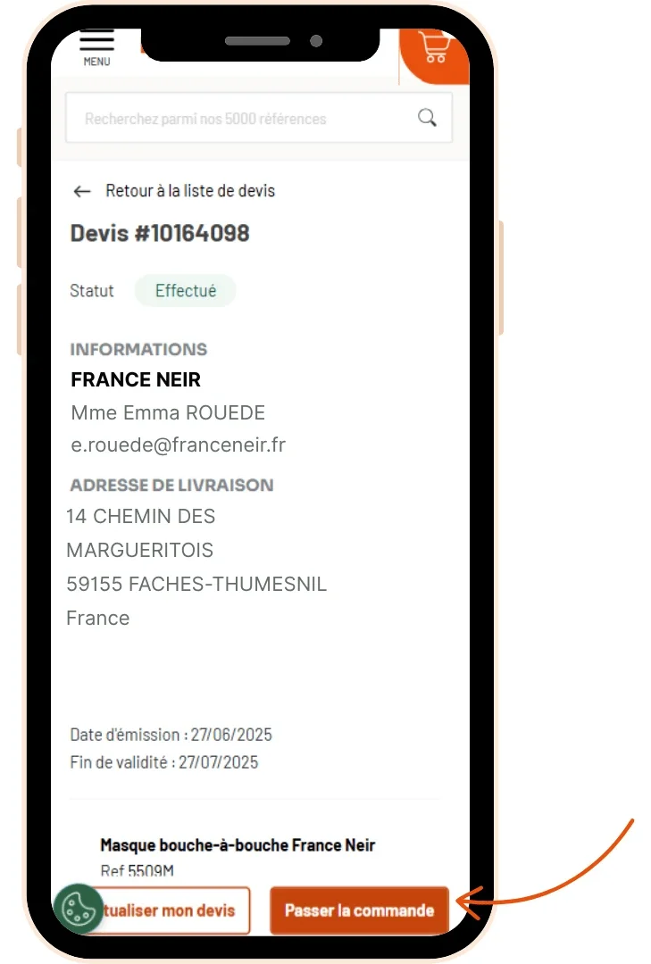 transformation devis en commande mobile