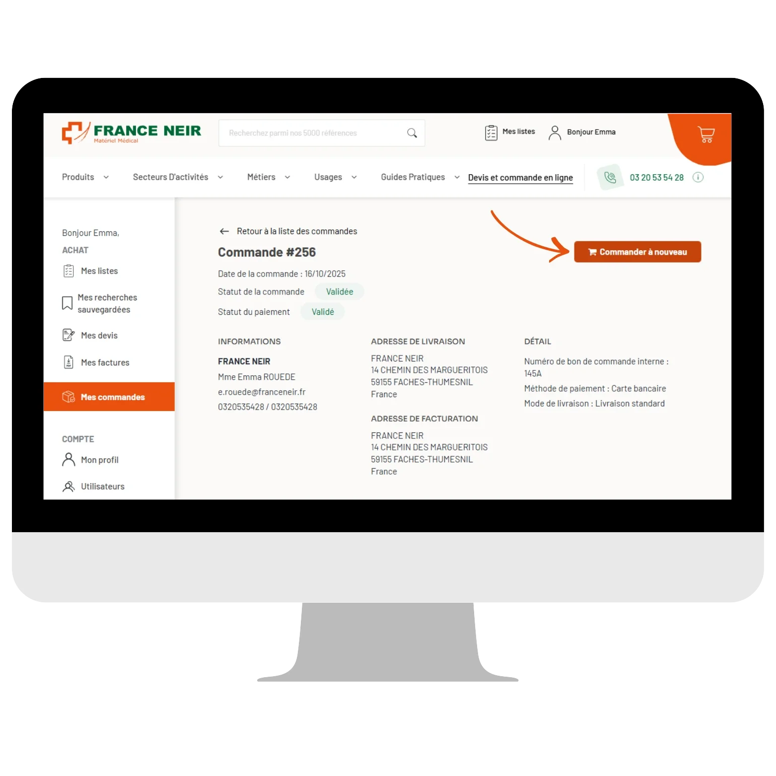 Commandez à nouveau version ordinateur