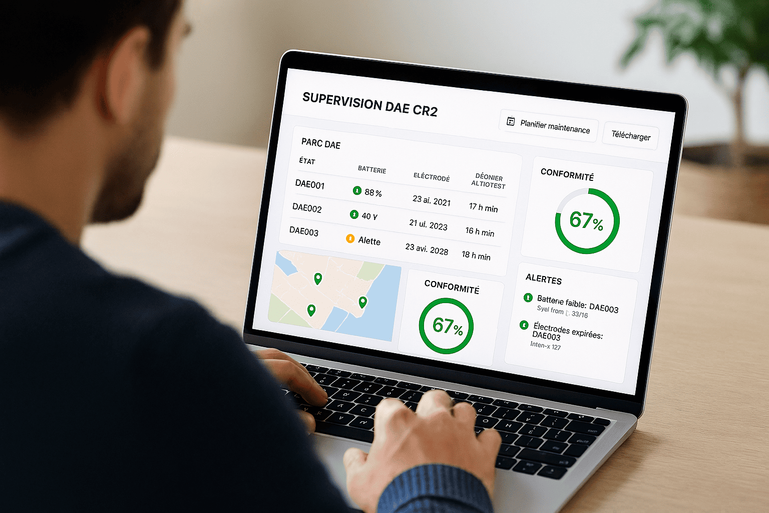 logiciel de contrôle du défibrillateur